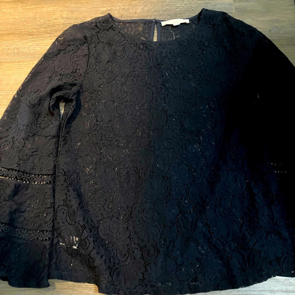 LOFT Navy Lace Top